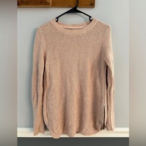 Knit Sweater Women’s Small Side Zip Light Pink/Cream